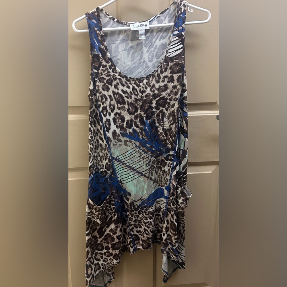 Joseph Ribkoff Animal Print Dress with Blue Highlights and POCKETS